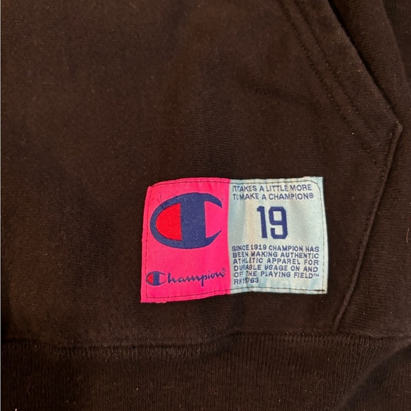 CHAMPION Reverse Weave Embossed Pullover Mens Hoodie Black Pink Blue Small - Picture 6 of 8